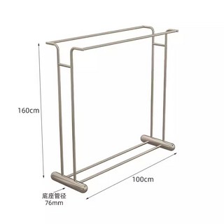落地衣架 掛衣架 衣帽架 服裝店不銹鋼中島展示架雙排雙杠帶輪子女裝店專用落地式掛衣架, B款-長100*高160