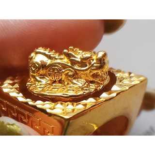 精鍍999 沙金戒指/時來運轉 招財貔貅 霸氣網紅男戒 貔貅會轉動