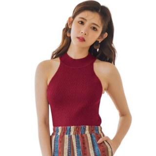 短版針織削肩背心