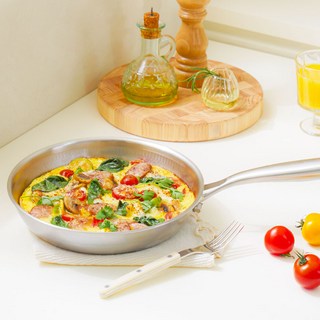 파르셀 무연마제 통3중 304 스테인리스 프라이팬 3D 논스틱 패턴, 1개, 24cm 팬, 실버