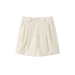 소루 코튼 투턱 반바지_아이보리