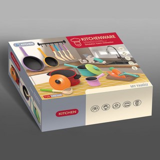 兒童廚房玩具鍋具套裝，模擬烹飪學習互動, 彩盒21件套, 1個