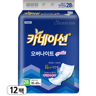 카네이션 속기저귀 오버나이트 6회 밤기저귀 성인용, 오버나이트 이상, 28개입, 12개