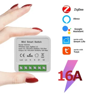 Tuya ZigBee 스마트 스위치 WiFi 차단기 릴레이 16A 220V 110V 양방향 제어 라이프 APP 제어는 Alexa Googl, 02 16A ZigBee switch