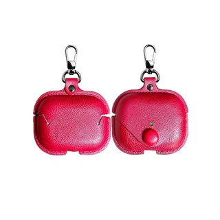 에어팟[호환] 프로3용 가죽 케이스 프로 3대 커버 레트로 키체인 포함 충전 2025와 호환 커피 [호환], Red