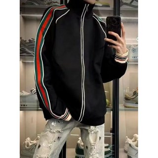 美式新款潮牌百搭立領夾克男 韓版拼接休閒運動條紋寬鬆棒球外套