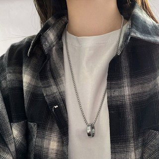 N0327w 써지컬 스틸 심플 반지링 펜던트 남자 여자 체인 목걸이