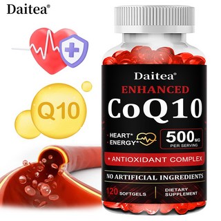 코엔자임 Q10 500mg 심장건강 항산화 에너지 생성 지원 코엔자임 Q10 식이보충제, 1개, 120회분