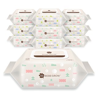 베베그로우 엠보싱 대용량 물티슈 캡형, 54g, 100매, 10개