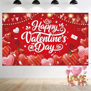 발렌타인데이 행복 배너 발렌타인데이 큐피드 하트 장미 배너 가정 카페 인테리어 벽 장식 현수막 발렌타인데이 파티 소품 행사 배너 1개, 스타일 2