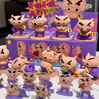 蠟筆小新不理不理左衛門手辦公仔，可愛桌面擺件，在臺發貨，潮玩禮物, 1個, 【指定】：開吃,肥嘟嘟左衛門日常系列