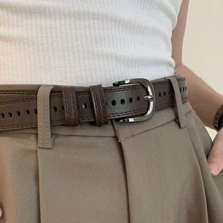 2025新款免打孔皮帶舒適百搭款針釦設計簡約時尚適合男女通用