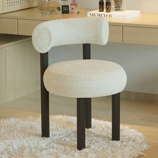 하루꿈 거실 침실 램스울 1인용 소파 의자 화장대 등받이 의자, 화이트, 1개