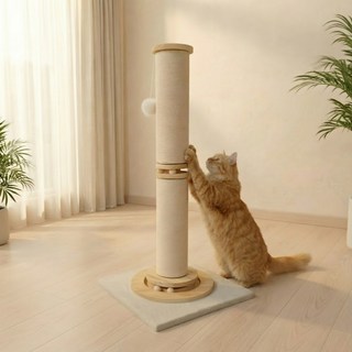 캣박스 고양이 기둥 장난감 수직 스크래쳐 스크래처, 1개, 베이지