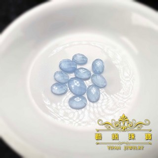 藝釩珠寶 玻璃玫瑰切割橢圓寶石教材 金工練習 鑲嵌 刻面裸石 教學研究 仿鑽, 1個, 藍色(不分大小隨機出貨)