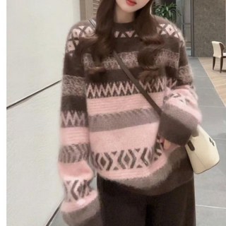 韓系復古圓領套頭毛衣女款 寬鬆慵懶風針織衫上衣 2026年秋冬新款