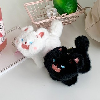 떨샵 화난고양이키링 가방고리 고양이 인형키링 차키 열쇠고리 가방키링 키홀더, 블랙, 1개