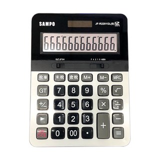 【SAMPO 聲寶】12位元太陽能電子計算機-大 (大按鍵計算機 桌上計算機 12位數計算機 JF-R2201GL), 1個, Black