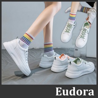 厚底小白鞋 休閒鞋 厚底鞋 大尺碼 布鞋 懶人鞋 增高布鞋 皮革厚底增高 小白鞋 球鞋 鬆糕鞋 白鞋