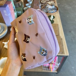 可愛貓咪刺繡化妝包 大容量便攜收納包