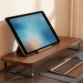 電腦置物架 顯示器增高架 桌面收納支架 筆記本電腦支架, 1個, 40*20*8CM【分層置物 立體擴容】,幻影黑【人體工學 健康辦公】