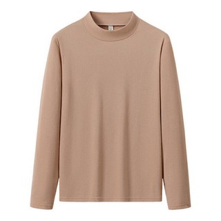 針織長袖微彈保暖內搭衛生衣男 加絨毛衣寬鬆圓領厚款打底衫 簡約柔軟純色德絨保暖衣