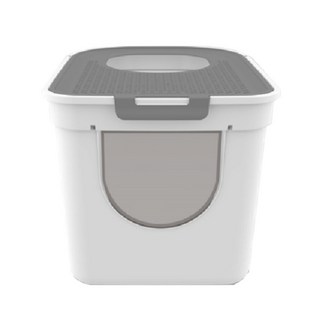 icat 寵喵樂 魔方頂入式貓砂盆，大號/特大號，下進上出，防外濺, 魔方頂入｜特大號-紳士灰, 1個