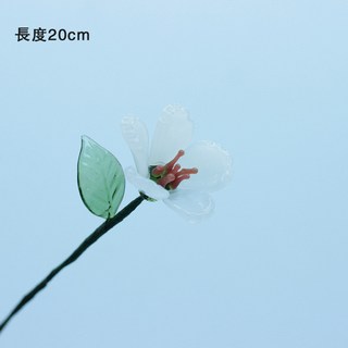 琉璃擺件仿真花，精緻玻璃花束，高級感家居裝飾，桌麵假花擺設禮物, 5月白玉山茶花, 1個