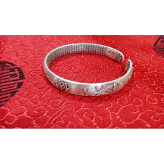 信德良行 荷花蓮花心經999純銀手鐲：避邪開運招財保平安，皇家典藏高雅手環