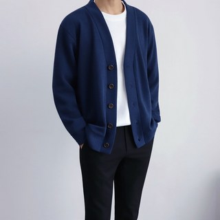 더베이직샵 오버핏 두께감 UP 골지 브이넥 베이직 니트 기본 가디건