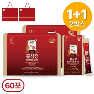 1+1한정특가 6년근 홍삼정 홍삼 명절선물 완판10만박스 쇼핑백 유산균 포함 플라이삼육오(주), 300ml, 2개
