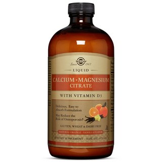 SOLGAR 維他命D3檸檬酸鎂鈣液 柑橘香草口味, 473ml, 1瓶