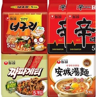 농심 봉지라면 혼합 25봉 신라면(10봉)+안성탕면+너구리+짜파게티(안너짜 각 5봉)