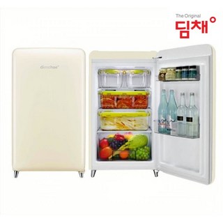 딤채 1도어 스탠드형 100L 미니 쁘띠 김치냉장고 투명용기 4개, WDS10KTACCF, 칵테일크림