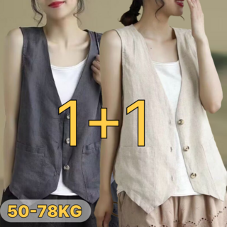 UNIQUEZON 1+1 중년여성 100%면 린넨 나시 민소매 편안한 조끼 빅사이즈 봄 여름 40대50대60대