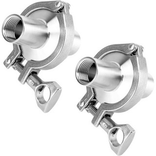 QWORK 위생 여성 페룰 피팅 1.5인치 트라이 클램프에서 12인치 NPT 파이프 세트 헤비 듀티 클램프 실리콘 개스킷50.5mm OD 2세트, 1개