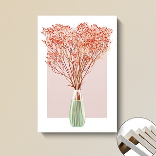 奶油風花瓶向日葵滿天星花卉壁畫 簡約裝飾畫 餐廳客廳飯廳臥室掛畫, 內框畫A,30x40cm