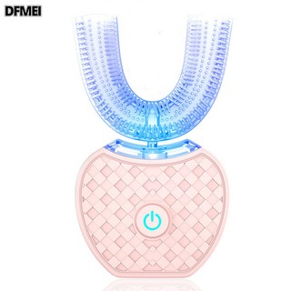 DFMEI U型全自動電動牙刷 成人兒童通用 360度清潔 冷光護理, 1個, 如圖, 粉色