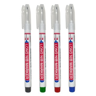 長頭記號筆 防水工程筆 細頭粗頭油性筆 施工用簽字筆 木工水電深孔筆 多用途標記筆, 綠－細頭, 1個裝