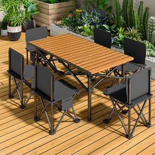 아웃도어 테이블 아웃도어 테이블 의자 폴딩 캠핑 테이블 휴대하기 편리하고 가벼운 방재용 아웃도어 캠핑 낚시 피크닉 바비큐 캠핑 용품 / 수납 가방 x1 테이블 x1 접이식 의, 120cm나무의 색