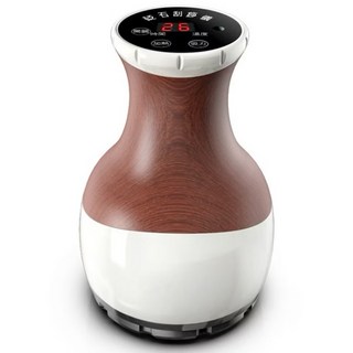 Smart 豪華充電款 砭石熱敷美體刮痧儀/拔罐機 (9段吸力/9檔溫控/智慧定時), 咖啡白木紋, 紅棕色