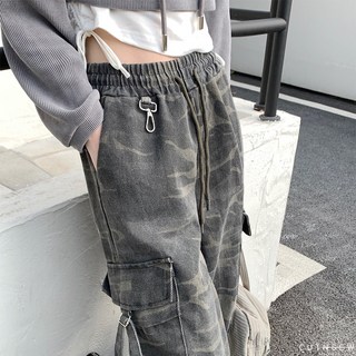 CUTNSEW 71442 美式迷彩工裝褲 抽繩鬆緊腰 復古風 寬褲 秋冬 休閒褲 2色