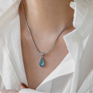 아임봄 인어의 눈물 탄생석 터키석 여성 실버 목걸이
