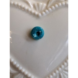 天然湖北原礦綠松石 綠松玉化 瓷藍綠小管/菱形/平安扣/公主扣/隨形藏扣 (一圖一物), 9.公主扣7.1*3.7／0.3g