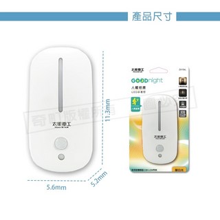 太星電工 Good night 人體感應小夜燈 光感夜燈 LED夜燈 插電式走道燈, 1個, 人體感應小夜燈(ZA104L)