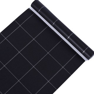 簡約格子防水自黏牆貼 45cmx10m PVC防潮防污耐磨 帶背膠牆紙壁貼壁紙 裝潢裝修【ZQ0206】《約翰家庭百貨, 黑底白線, 1個