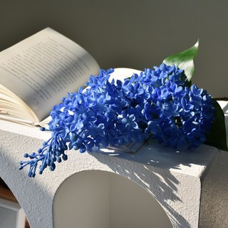 高級軟膠丁香花 假花仿真花束 酒店客廳臥室裝飾擺件, 寶藍色-19, 1個