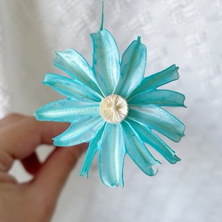 清新小雛菊手作花文心蘭木片花捧花素材畢業花束材料插花材料盆花素材手工卡片材料攝影道具，多用途裝飾材料, 清水藍, 1個