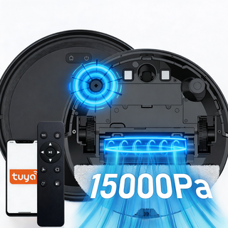 (2026최신버전) 물걸레겸용 로봇청소기 15000Pa 강력모터 6400mAh 전용 앱 원격제어 + 금지구역 설정 + 구역 집중 청소 + 자동 충전 1년 A/S 보증, 블랙, T105