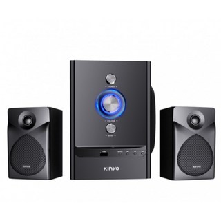 KINYO 2.1聲道藍牙木質音箱 附遙控器 無線連接 重低音環繞 多媒體播放, 灰, 1758